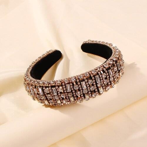 Full Rhinestone Headbands Headdress Padded Crystal Headband Women Hair Accessories Luxury Baroque Hair Bands Fashion Bejeweled