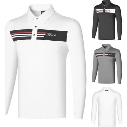 Mens Golf Shirts Spring Autumn Sports Golf Apparel Long Sleeve Shirt Dry Fit Breathable Polo Shirt for Men Top Wear