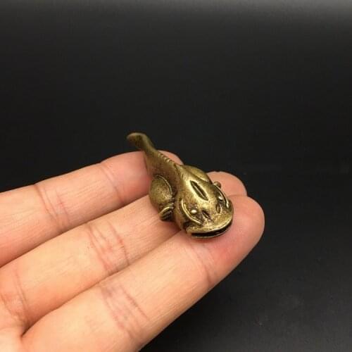 Collectable Chinese Brass Carved Animals Beautiful Catfish Fish Exquisite Small Statue