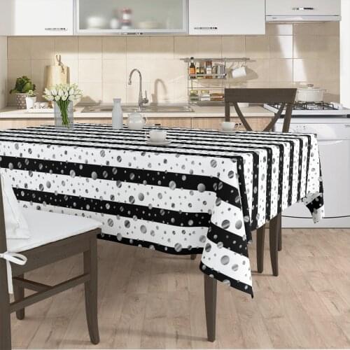 Tablecloth living room kitchen cover runner pattern black white line pattern micro fabric cover free shipping