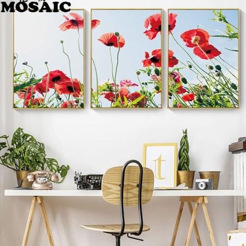 Modern flower watercolor triptych Diamond embroidery,5d diy diamond painting mosaic Pictures of rhinestones,wall art