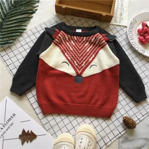 Tonytaobaby Fall and Winter Clothes New Style Baby Small Fox Pullover Sweater Boys Sweaters