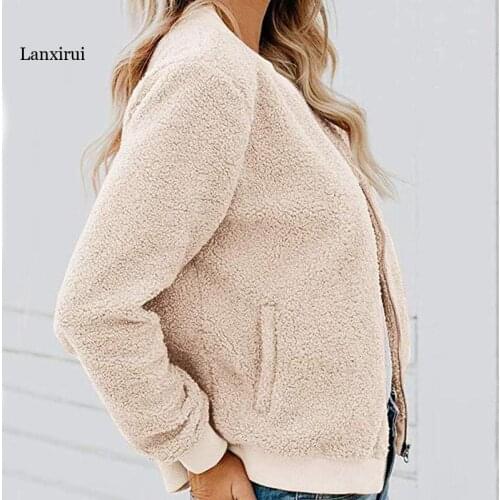 Teddy Faux Fur Coat Jacket Winter Coat Women Warm Female Clothes With Pockets Overcoat Chaquetas De Mujer