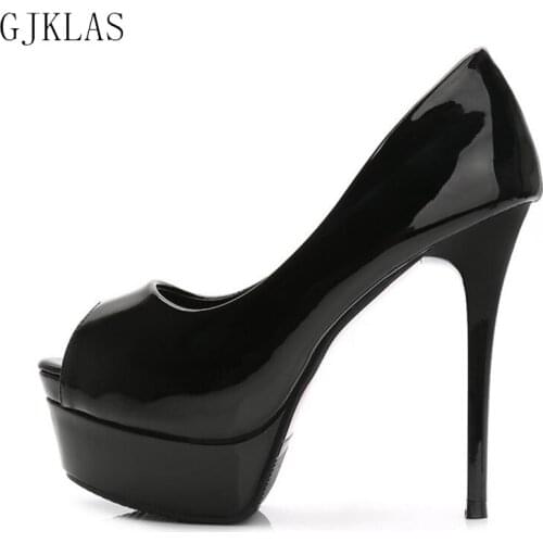 Leather Shoes Women High Heels Platform Pumps Peep Toe Stiletto Heels Women Sandal Shoes Platform Loafer Sandalias Femenina