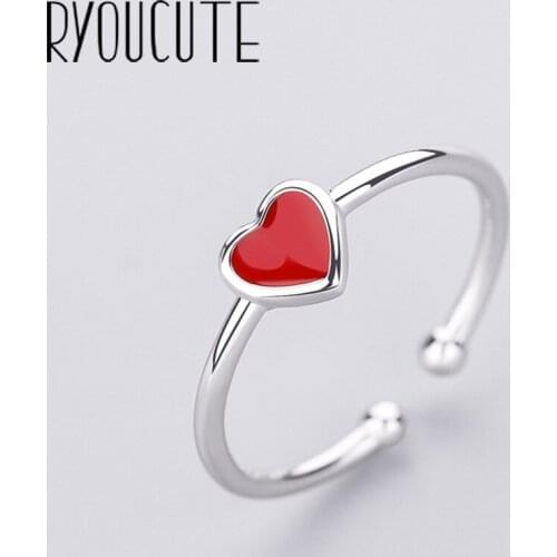 Boho Vintage Red Love Heart Rings For Women Wedding Band Men Finger Rings 2021 Female Bohemian Jewelry Gifts