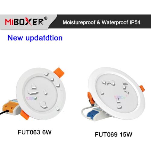 Miboxer 6W 15W RGB+CCT LED Downlight Moistureproof&Waterproof IP54 AC100~240V Round Ceiling Panel lamp 2.4G Remote APP Control