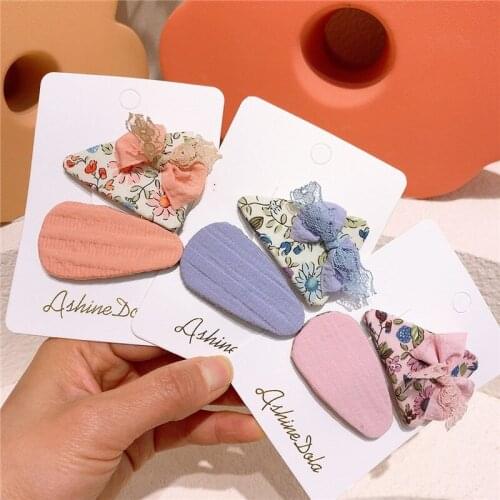 2021 New Korea Style Cute Simple Girl Hairpin Bow Net Yarn Sequins Drop Shape Hair Clips Childrens Fashion Hair Accessories