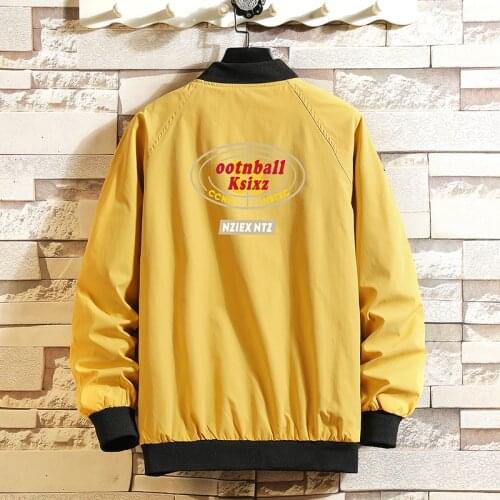 Plus Size 5XL-M Autumn New Back Print Loose Bomber Jacket Men Clothing 2021 Simple Casual Baseball Jackets and Coats Streetwear