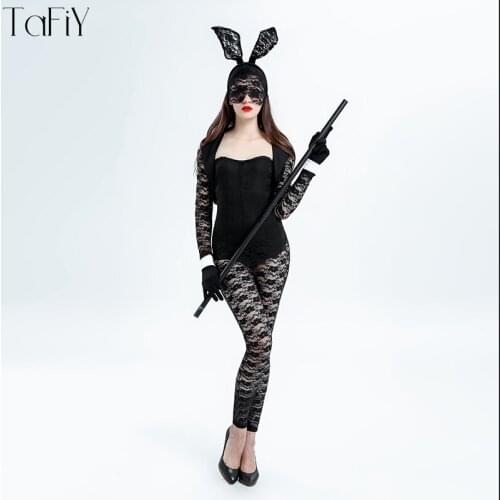 TaFiY Womens Sexy Bunny Costume Rabbit Girl Holloween Lace Costume Nightclub Cute Rabbit Uniform Temptation Sexy Lingerie set