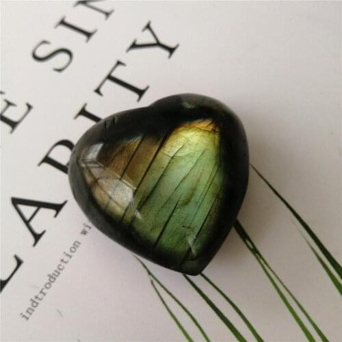 1PCS Natural Crystal Bright Labradorite Stone Heart Shape Pendant Gift Reiki Healing Chakra Minerals For Home Decor Energy Gift