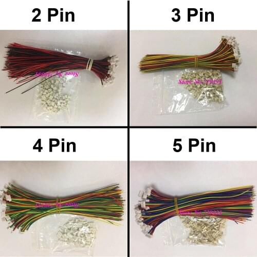 100 SETS JST 1.25mm 2 3 4 5 6 7 8 9 10 Pin Female & Male Connector plug with Wire Cable