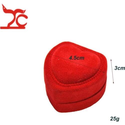 24Pcs Romantic Velvet Birthday Engagement Wedding Ring Box Red Heart Shaped Valentines Day Gift Box