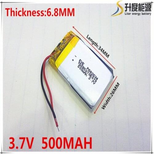 3.7V 500mAh 682634 Lithium Polymer Li-Po li ion Rechargeable Battery cells For Mp3 MP4 MP5 GPS mobile bluetooth