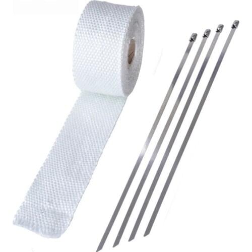 5m Exhaust Pipe Warp Turbo Mainfold Heat Exhaust Thermal Wrap Tape Heat Shield Wrap 4 Stainless Steel Ties Car Motorcycle Intake