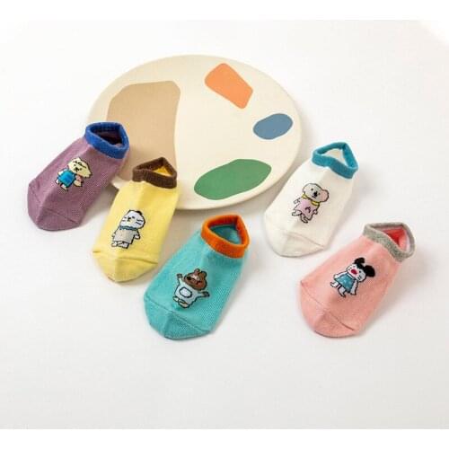 5 Pairs Kids Socks Cotton Baby Socks Cartoon Animal Boys Girls No Show Socks Cute Aqua Infant Socks Newborn Toddler Accessories
