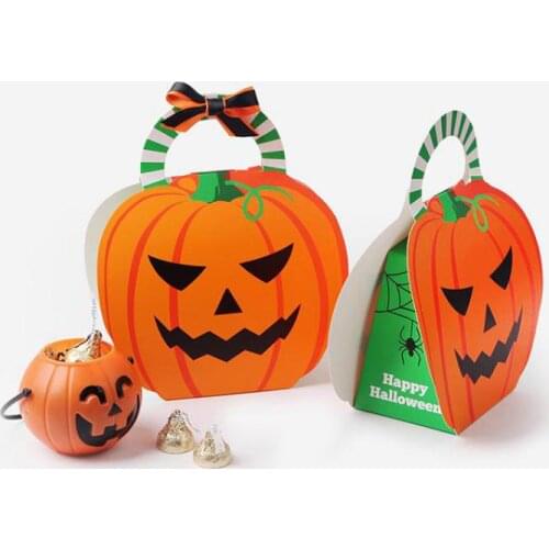 50pcs Halloween Decoration Pumpkin Gift Box Candy Gift Bag Ghost Cookie Gift Box Container Halloween Box Supplies Sac Cadeaux