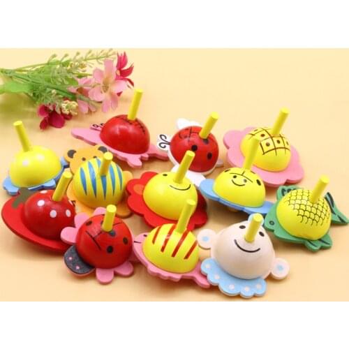 6PCS Cute Animal Wooden Gyro Kids Happy Birthday Party Gift Baby Shower Baptism Gift Carnival Prize School Rewards