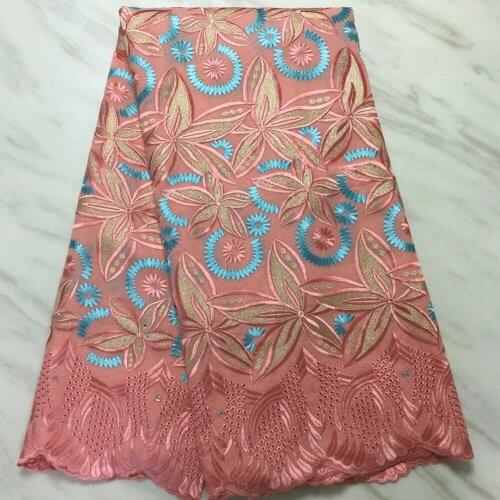 5yards African Swiss Lace Fabric 2021 High Quality Lace Latest Fashion Embroidered 100%Cotton Lace With Stones Nigerian Fabric