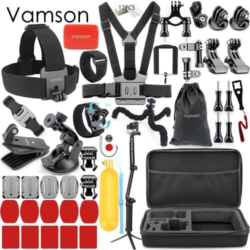 Vamson Accessories for Xiaomi for Yi 4K for Gopro Hero 7 6 5 4 Set Kit Adapter Mount Storage Bag Tripod for Eken Camera VS161