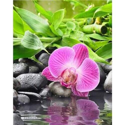 Diy 3D Diamond Painting Needlework Pasted Full Drill Diamond Embroidery Orchid Flower Diamond Mosaic Fashion Wall Decoration