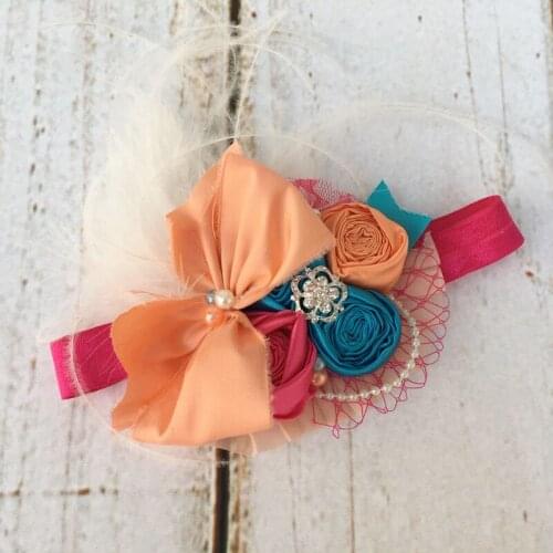 Free Shipping Turquoise Orange Fuschia Headband Photo Prop