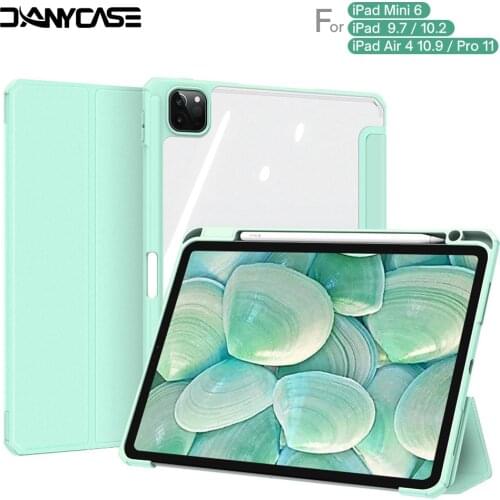 IPad case for Air 4 10.9 2020 2021 Pro 11 2019 10.2 7th 8th Generation Case PU Silicon Transparent Cover Funda