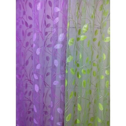 CS 19 European style fashion flocked organza fabric for sheer panel tulle Curtain fabric for living