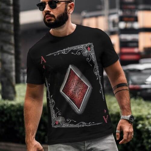 Mens T-shirt New Short Sleeve T Shirt Summer 2021 Mens Clothing Casual Ace Spades Card Letters Print Loose Tops T-shirt for Men