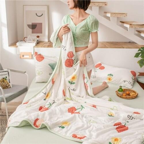 Cartoon Style Summer Quilt For Beds Children Bedspread Sheet Soft Cotton Towel Blankets Full Queen Quilt 4pcs Set Sofa Bed Cover