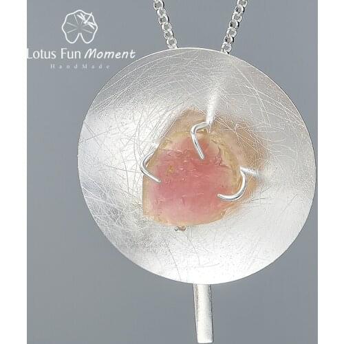 Lotus Fun Moment Real 925 Sterling Silver Natural Stone Original Fine Jewelry Personality Round Necklace with Pendant for Women