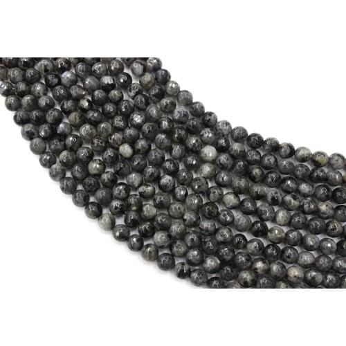 Natural Faceted Larvikite Black Labradorite Round Loose Beads Strand 4/6/8/10/12/14MM For Jewelry DIY Making Necklace Bracelet