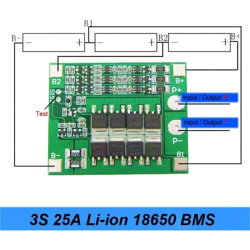 NEW 3S 25A for Screwdriver Li-ion18650 BMS PCM Battery Protection Board BMS PCM With Balance For li-ion Battery Cell Pack Module
