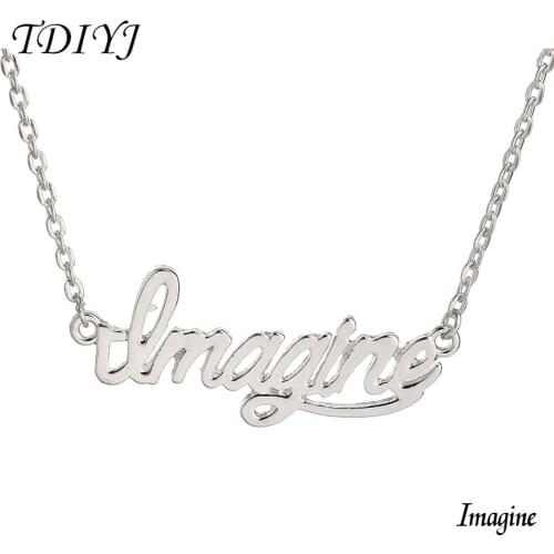 TDIYJ Newest Imagine Simple Word Necklace 17inch Monogram Choker Collares for Women Girl Friends Jewelry Accessories 5Pcs