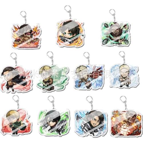 2021 NEW HOT Attack on Titan Anime HD Printed Keychain Cosplay Acrylic Pendant Keyring Cute Funny Cartoon Toy Rare Gift