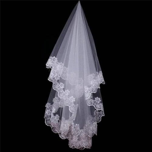 One Layer Lace Edge Wedding Veil Ivory Long Bridal Viel Wedding & Events Bridal Hair Accessories