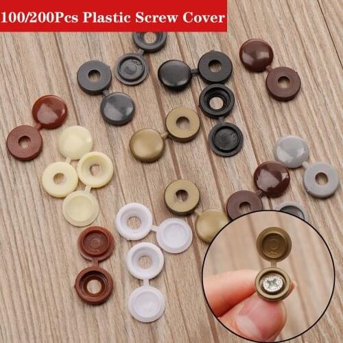 100/200Pcs/Bag Hinged Plastic Screw Cover Fold Snap Cap Button Nuts Bolts Protect Furniture Exterior Cabinet Hole Daily Decor