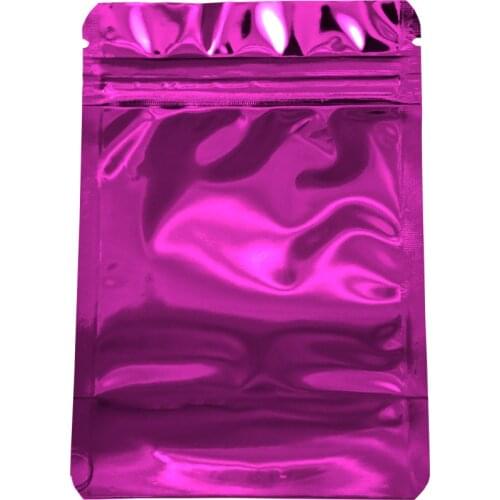 Glossy Surface 100pcs/lot Purple Mylar Foil Stand Up Grip Seal Package Bags 8.5x13cm Zip Lock Aluminum Foil Food Storage Pouch
