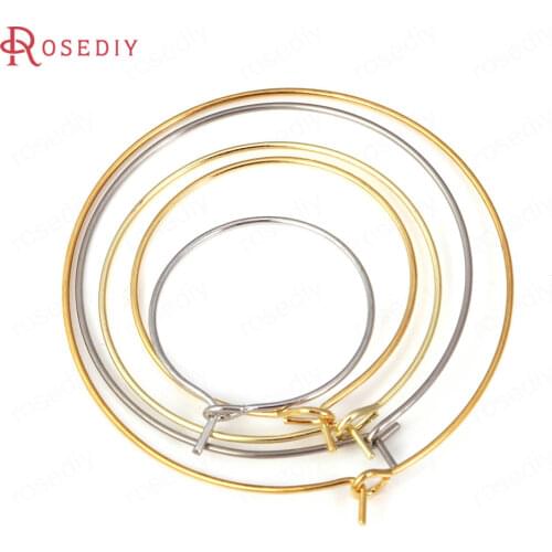 34026)10PCS 35MM 24K Gold Color Plated Brass Loop Earring Hoop High Quality Diy Jewelry Findings Accessories