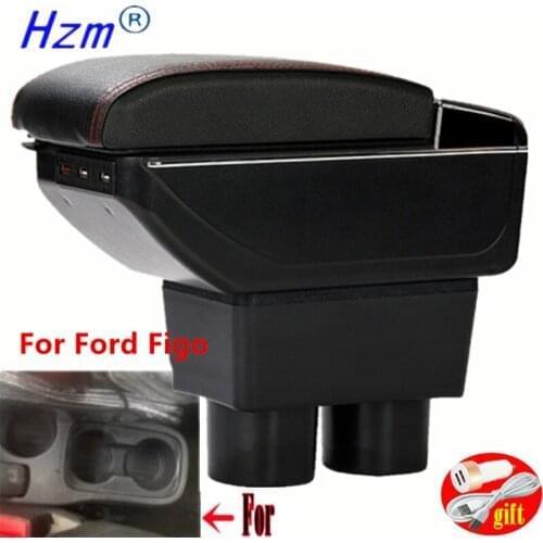 For Ford Figo Armrest Box For Ford Figo Interior Parts Car Armrest box Retrofit parts Storage box with USB LED