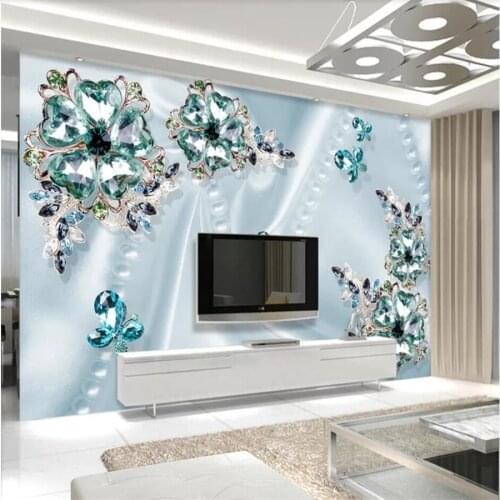 Custom wallpaper 3d photo mural noble gorgeous green crystal flower 5d stereo TV background wall paper 9d wall papers home decor