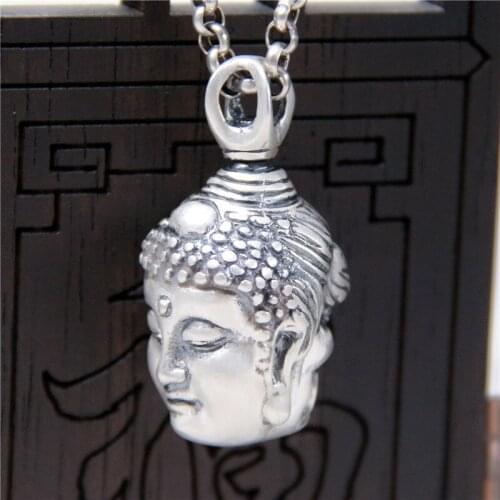 Silver S999 Foot Silver Retro Buddha Magic One Pendant Between Pendant Thai Silver Pendant Men Women