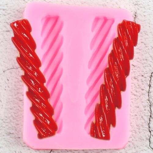 Spiral Licorice Candy Silicone Molds Baby Birthday Cupcake Topper Fondant Cake Decorating Tools Cookie Chocolate Gumpaste Moulds