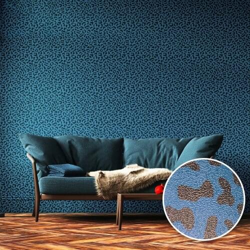 Wild Beauty Furniture Modification Stickers Noble Blue Leopard Print Bedroom Wardrobe Waterproof Self-adhesive Soft Background