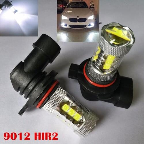 2Pcs Canbus hir2 9012 px22d 80W LED Daytime Running Lights Bulb Universal 12V Auto Car Fog Lights DRL Driving Lamp Error Free
