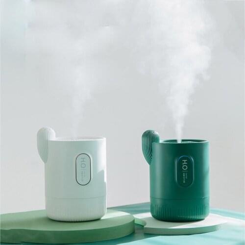 ELOOLE Cactus Shaped Air Humidifier Aromatherapy Essential Oil Diffusion With Colorful Light Wireless Humidifying For Car Home