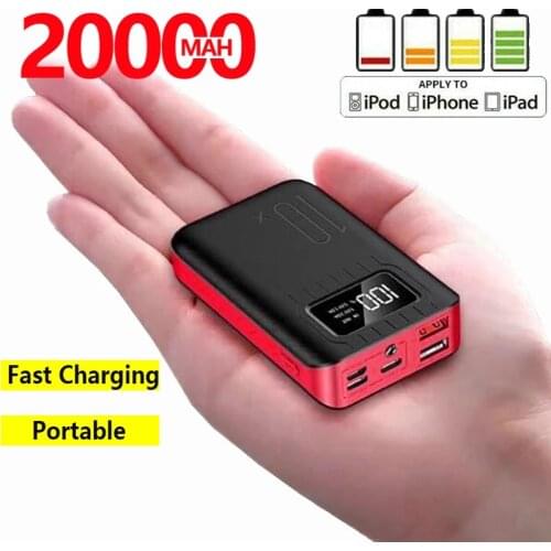 Mini power bank dual USB LED Type-c 20000 mAh mobile phone portable charger for fast charging input Android for iPhone Xiaomi
