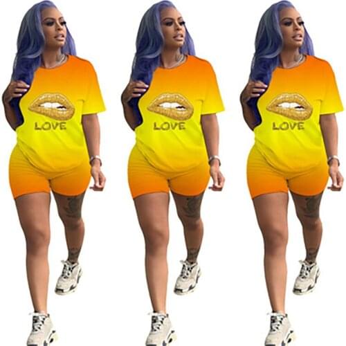 High-Quality Solid Color Printed Short-Sleeved Shorts Womens Suits, Outdoor Sports, Leisure And Entertainment Womens Suits