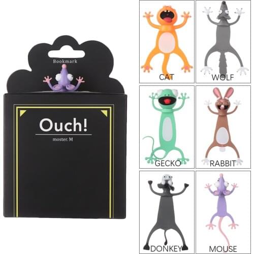 3D Stereo Cartoon Animal Style Bookmarks Creative Funny PVC Book Markers Reading Bookmark Gift Stationery School Supplies