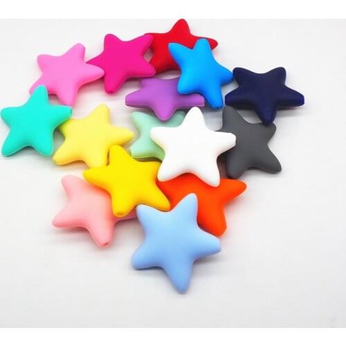 Chenkai 10pcs BPA Free 45mm Silicone Star Beads DIY Baby Teether Pacifier Dummy Montessori Sensory Jewelry Toy Chewing Beads