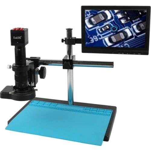 1080P SONY IMX307 VGA HDMI Industry Video Microscope Camera 180X 300X C Mount Lens + Freely Adjustable Stand For PCB Soldering